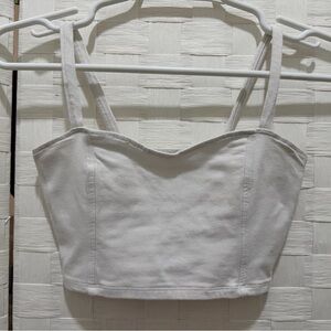 Garage White Open Back Crop Top